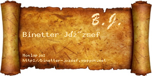 Binetter József névjegykártya